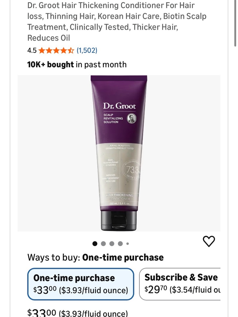 Dr Groot Hair Thickening Conditioner for Thinning Hair